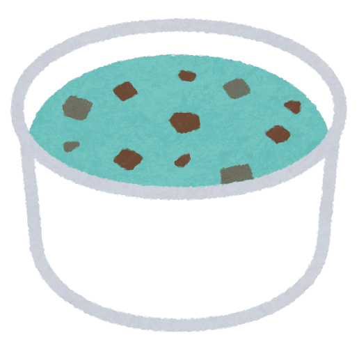 2月19日チョコミントの日のアイキャッチ画像：カップに入ったチョコミントアイス（いらすとや）