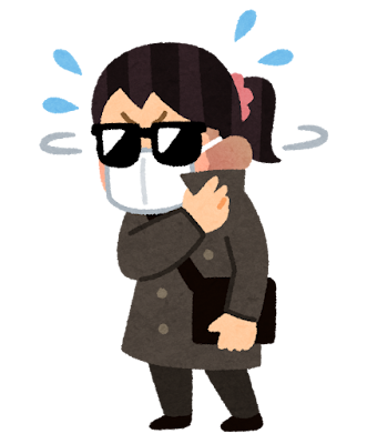 完全防備で不審者に見えるほど徹底的な花粉対策をしている女性