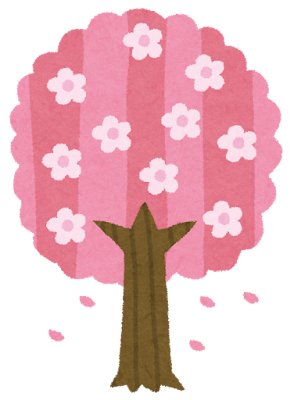 「思川桜（オモイガワザクラ）」のイラスト。秋に季節外れの開花を迎えた、栃木県小山市の市の花。